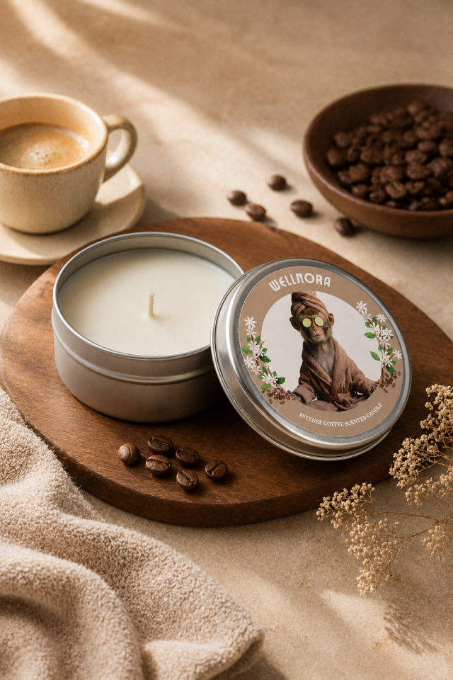 Wellnora Intense Coffee Scented Candle – Kahve Kokulu Metal Kutulu Mum
