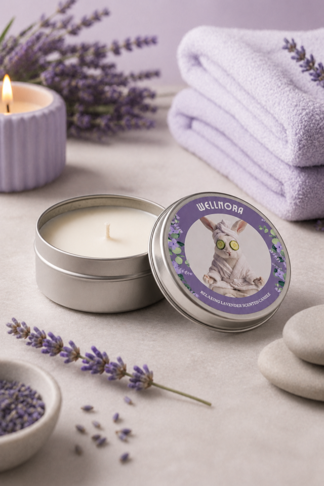 Wellnora Relaxing Lavender Scented Candle – Lavanta Kokulu Rahatlatıcı Mum