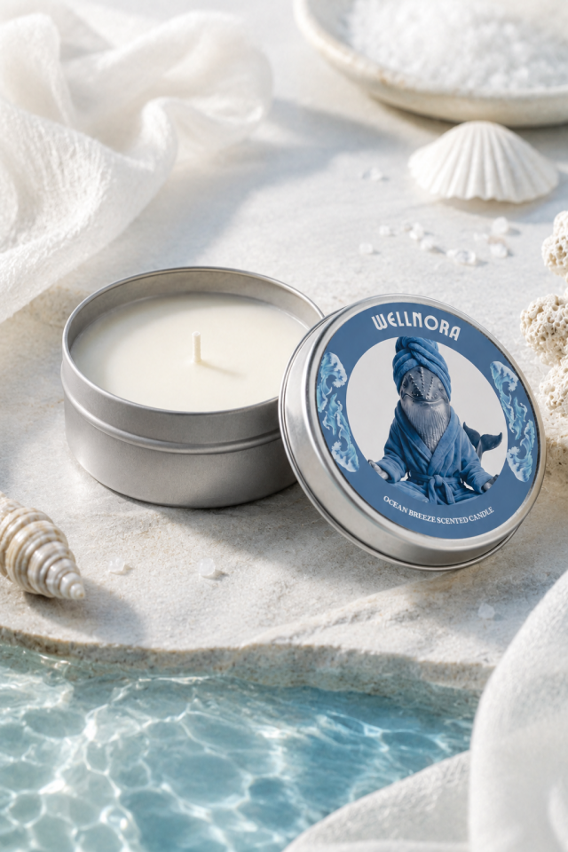 Wellnora Ocean Breeze Scented Candle – Deniz Esintili Kokulu Mum