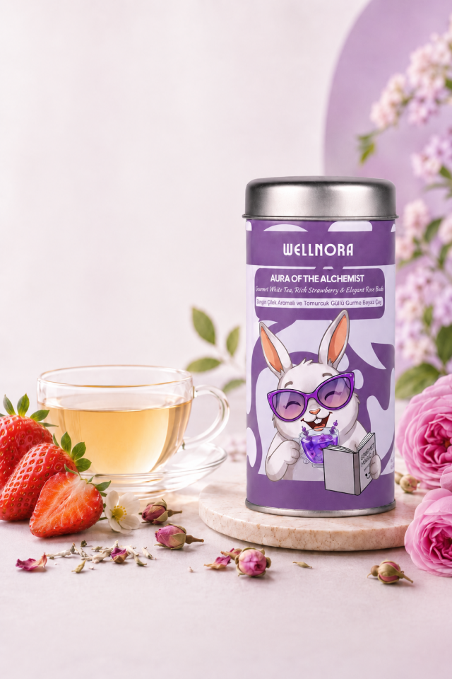 Wellnora Aura of the Alchemist – Çilek ve Gül Tomurcuklu Gurme Beyaz Çay