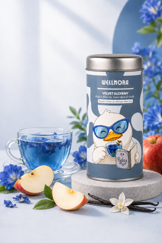 Wellnora Velvet Alchemy – Elmalı ve Vanilyalı Mavi Çay