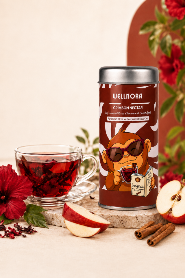 Wellnora Crimson Nectar – Elma ve Tarçınlı Hibiskus Çayı