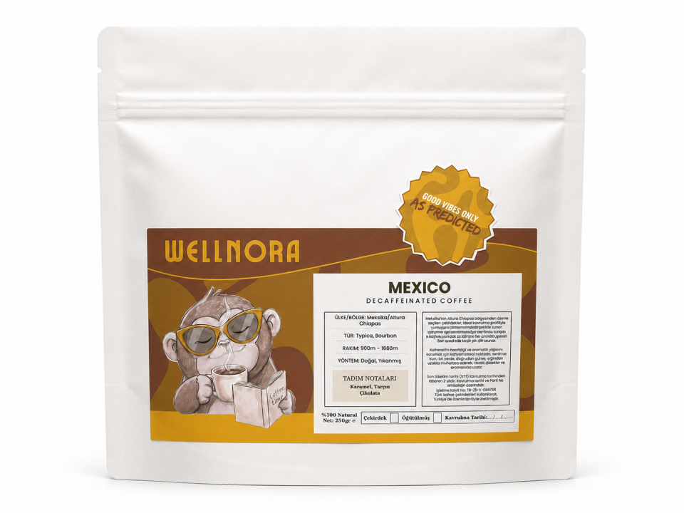Wellnora Mexico Decaffeinated Coffee | Kafeinsiz Meksika Kahvesi 250 g
