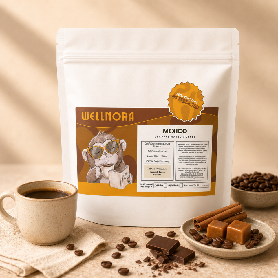 Wellnora Mexico Decaffeinated Coffee | Kafeinsiz Meksika Kahvesi 250 g